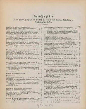Sach-Register zu dem sechsten Jahrgange der Zeitschrift für Staats- und Gemeinde-Verwaltung im Großherzogthum Hessen