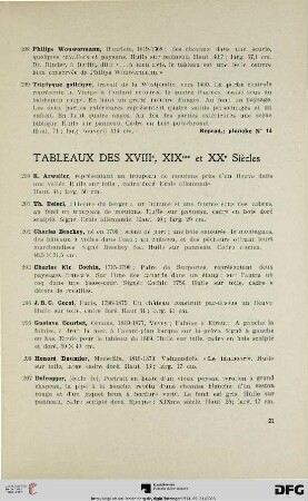 Tableaux des XVIII, XIX et XX Siècles (Nr. 200-247)