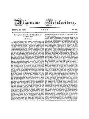 Vortrag beim Schlusse des Schuljahres am 11. April 1835 : (Beschluß)