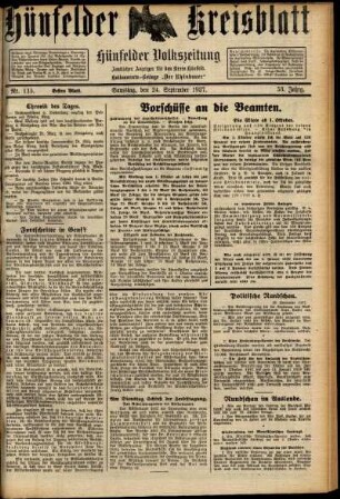 Erste Ausgabe vom Samstag, den 24. September 1927.