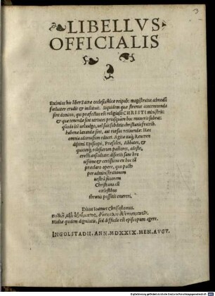 Libellvs Officialis : [Tredecim Conditionibus refertus & per quendam Episcopum subdito praelato in sui confirmatione oblatus]