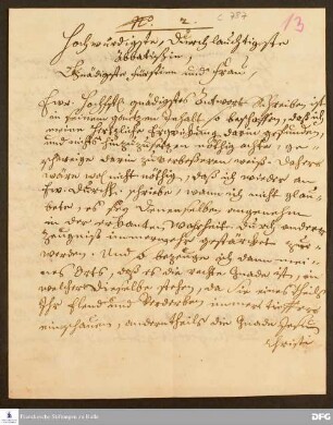 Brief von August Hermann Francke an Elisabeth Ernestine Antoinette v. Sachsen-Meiningen.