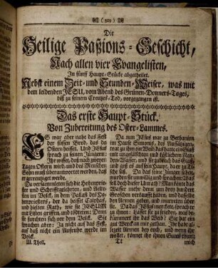 Die Heilige Paßions-Geschicht, Nach allen vier Evangelisten [...]