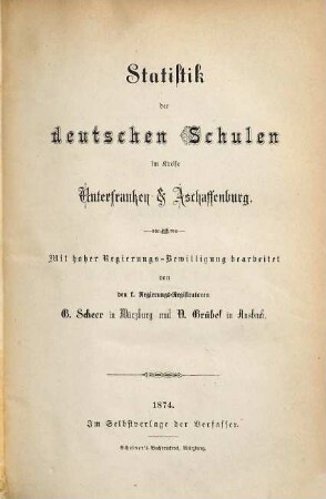 Statistik der deutschen Schulen im Kreise Unterfranken & Aschaffenburg