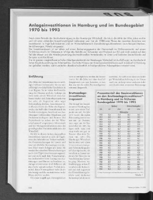 Anlageinvestitionen in Hamburg und im Bundesgebiet 1970 bis 1993
