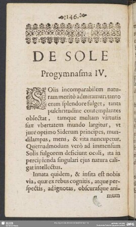 De Sole Progymnasma IV.