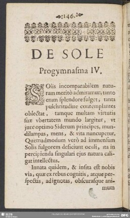 De Sole Progymnasma IV.