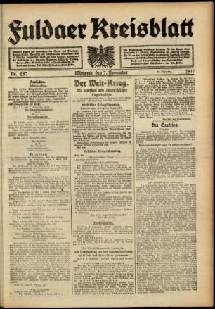 Ausgabe vom Mittwoch, den 07. November 1917.