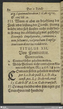 Titulus XII. Von Contracten