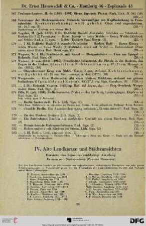 IV. Alte Landkarten und Städteansichten (Nr. 584-851)