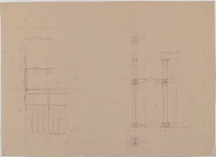 Troost, Paul Ludwig; München, Arcisstr. 12; Führerbau der NSDAP - Ständer (Grundriss; Schnitt; Details)