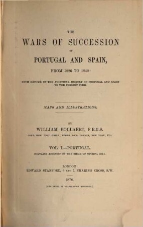 The Wars of Succession of Portugal and Spain from 1826 to 1840, 1