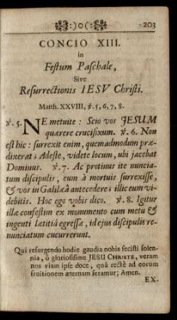 Concio XIII. in Festum Paschale, Sive Resurrectionis Iesu Christi.