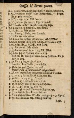 Omissa & Errata potiora.