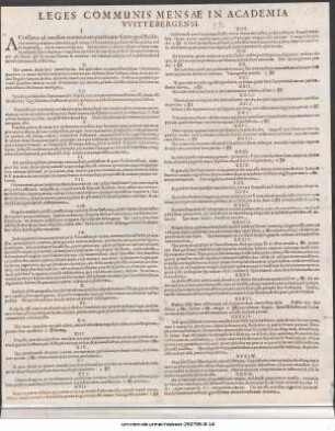 Leges Communis Mensae In Academia Wittebergensi