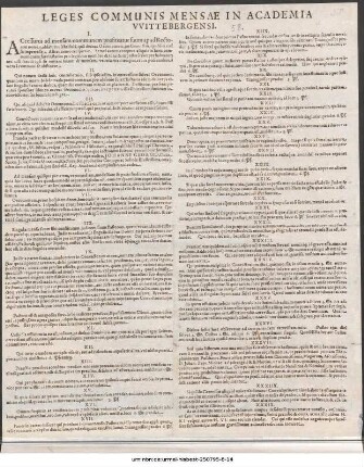 Leges Communis Mensae In Academia Wittebergensi