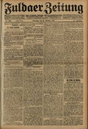 Erste Ausgabe vom Samstag, den 16. Oktober 1915.