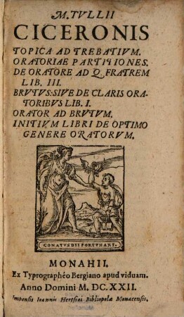 M. Tullii Ciceronis Topica Ad Trebatium. Oratoriae Partitiones. De Oratore Ad Q Fratrem Lib. III. Brutus S. Sive De Claris Oratoribus Lib. I. Orator Ad Brutum. Initium Libri De Optimo Genere Oratorum