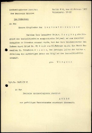 T. Wiegand an DAI Athen