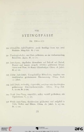 Steingefäße (Nr. 390-403)