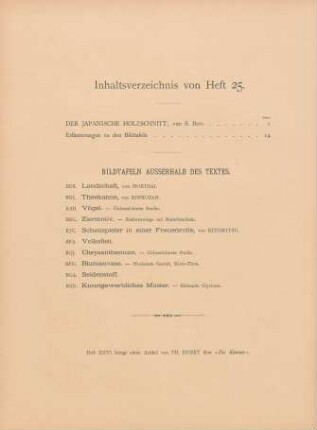 Inhaltsverzeichnis von Heft 25