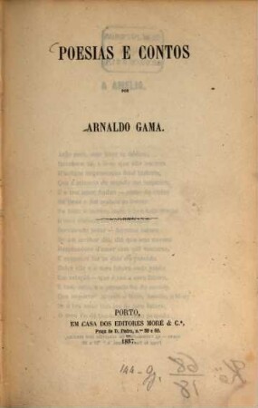Poesias e contos, por Arnaldo Gama
