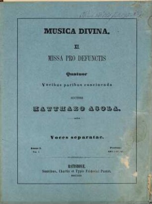 Missa pro defunctis : 4 vocibus paribus concinenda