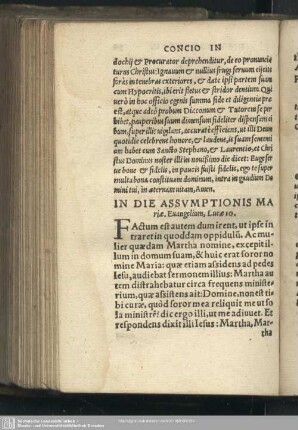 In die Assumptionis Mariae, Lucae 10