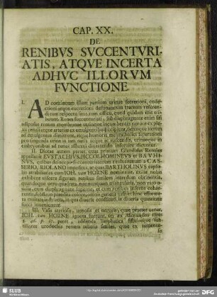 Cap. XX. De Renibus Succenturiatis, Atque Incerta Adhuc Illorum Functione