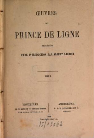 Oeuvres du Prince de Ligne. 1