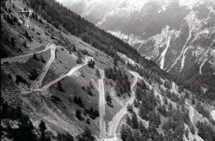 Stilfser Joch: tiefer gelegene Serpentinen bei Baumgrenze