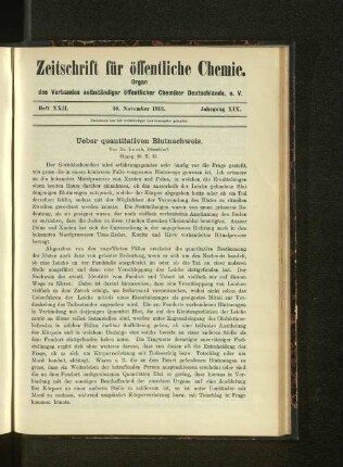 Ueber quantitativen Blutnachweis.
