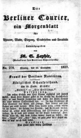 No. 278, Montag, den 30. December 1827