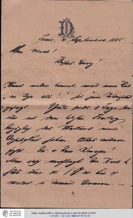 Brief vom 04.09.1885