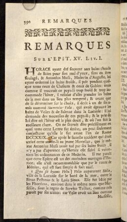 390-405, Remarques-Notes sur l'Epitre XV.