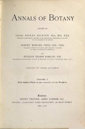 Annals of botany. 1. 1887/88