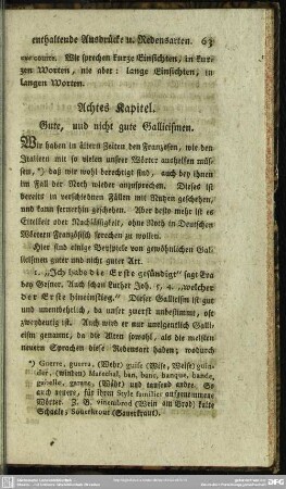 Achtes Kapitel. Gute, und nicht gute Gallicismen