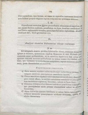 G. Analysis chemica Substantiae oleoso-resinosae.