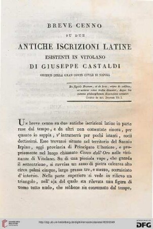 2: Breve cenno su due antiche iscrizioni latine esistenti in Vitolano