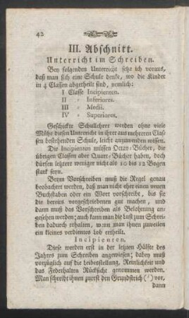 III. Abschnitt. Unterricht im Schreiben