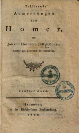 Erklärende Anmerkungen zum Homer, 5