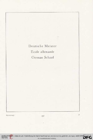 Deutsche Meister / Ecole allemande / German school