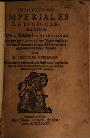 Institutiones Iustiniani : latino-germanicae