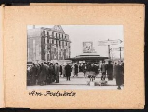 Fotoalbum des Malers Willy Irmscher : Albumseite 5 mit Aufnahme von der Ruine des Palasthotels Weber am Postplatz in Dresden