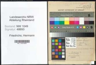 Entnazifizierung Hermann Friedrichs , geb. 09.03.1901 (Werkmeister)