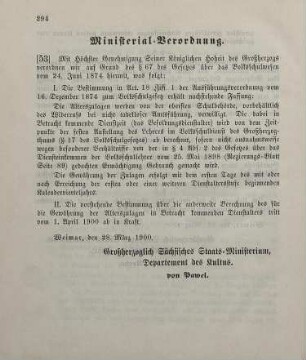 53. Ministerial-Verordnung, betreffend Ausführungsvorschriften zum Gesetz über das Volksschulwesen