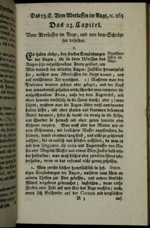 Das 23. Capitel. Vom Aderlassen im Auge, und von dem Schröpfen desselben.