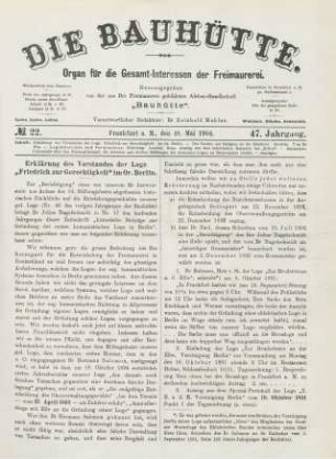 No. 22. Frankfurt a. M., den 28. Mai 1904. 47. Jahrgang.