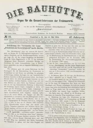 No. 22. Frankfurt a. M., den 28. Mai 1904. 47. Jahrgang.