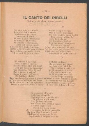 Il canto dei ribelli : (Sull'aria del "Inno Internazionale")